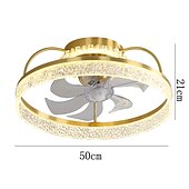 cheap Ceiling Fan Lights-Ceiling Fan with Light Dimmable Circle Design Crystal 50cm 6 Wind Speeds Modern Ceiling Fan for Bedroom, Living Room App &amp; Remote Control 110-240V