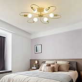 preiswerte Dimmbare Deckenleuchten-LED-Deckenleuchte, 6/8-flammig, dimmbar mit Fernbedienung, Unterputz-Deckenleuchte, Acryl-Lampenschirm, Kronleuchter, Schlafzimmer, Wohnzimmer, Blumenform, Schwarz/Weiß, 110–240 V