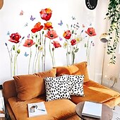 abordables Autocollants muraux-fleur plante papillon wall sticker fond mur salon chambre décoration wall sticker auto-adhésif wall sticker