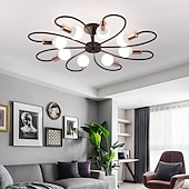 preiswerte Dimmbare Deckenleuchten-LED-Deckenleuchte, 6/8-flammig, dimmbar mit Fernbedienung, Unterputz-Deckenleuchte, Acryl-Lampenschirm, Kronleuchter, Schlafzimmer, Wohnzimmer, Blumenform, Schwarz/Weiß, 110–240 V
