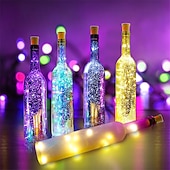billige Soldrevet-solcelledrevet vinflaske kork festival utendørs lys krans lys utendørs eventyr lys 2m 20 leds kobbertråd streng lys