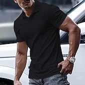preiswerte Klassisches Poloshirt für Herren-Herren Poloshirt Golfhemd Casual Festtage Kargen Kurzarm Modisch Basic Glatt Klassisch Sommer Regular Fit Marineblau Schwarz Weiß Gelb Grün Leicht Blau Poloshirt