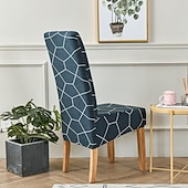 baratos Capa para Cadeira de Jantar-Capas de cadeira de jantar elásticas xl/oversized removível lavável elastano macio capa de cadeira grande com encosto alto para sala de jantar cozinha mesa de hotel banquete