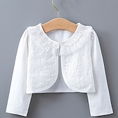 cheap Outerwear-Kids Girls&#039; Blazer Solid Color Fashion Lace Outdoor Cotton Coat Outerwear 2-12 Years Summer Black White Beige