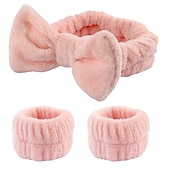 baratos Acessórios de penteados-Conjunto de 3 peças de faixa para lavar o rosto e pulseira, faixa de spa macia para maquiagem, cuidados com a pele, toalhas de pulso, pulseiras para lavar o rosto