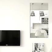 cheap Mirror Wall Stickers -Mirror Sticker for Walls Self Adhesive Mirror Contact Paper Peel and Stick Vinyl Mirror Wallpaper Stickers for DIY Home Decor Bedroom Door Cabinets Craft Countertops Dresser