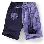 cheap Printed Shorts-Men&#039;s Graphic Color Block Boat Shorts Summer Shorts Beach Shorts Mid Waist Streetwear Hawaiian Designer Casual Daily Holiday Elastic Waist 3D Print Drawstring Designer Clothing Apparel