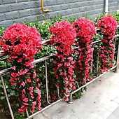 abordables Plantas y Flores Artificiales-1 paquete, cesta colgante de flores artificiales de 34 pulgadas, planta colgante falsa, flores de orquídeas de seda, arreglo de flores artificiales, decoración de jardín, decoración del hogar,