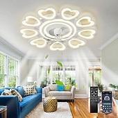 preiswerte Deckenventilator-Leuchten-LED-Deckenventilatoren dimmbar mit Fernbedienung Contral Blumendesign 20 &quot;/ 39&quot; 5/9-Köpfe Unterputz-Deckenleuchte Acryl-Lampenschirm-Kronleuchter Schlafzimmer Wohnzimmer