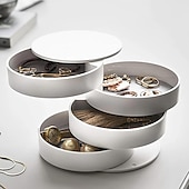 voordelige badkamer organisator-roterende sieraden organizer, 1pc roterende meerlaagse desktop opbergdoos, haaraccessoires sieraden make-up doos met deksel, stofdichte sieradendoos, sieraden opbergdoos
