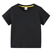 halpa T-paidat ja muut paidat-Lapset Poikien T-paita Tee Yhtenäinen väri Lyhythihainen Crewneck 100% puuvilla Lasten toppi Koulu Neutraali Päivittäin Perus Kesä Vaalean sininen 3-13 vuotta