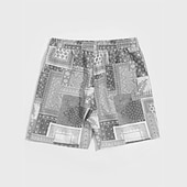 cheap Men&#039;s 3D Sweat Shorts-Men&#039;s Paisley Color Block Flower / Floral Shorts Summer Shorts Beach Shorts Mid Waist Streetwear Hawaiian Designer Casual Daily Holiday Elastic Waist 3D Print Drawstring Designer Clothing Apparel