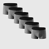 billiga Herrboxers-Herr 6-pack Boxerkalsonger Underkläder Briefs Boxershorts Bomull Andningsfunktion Slät Grå