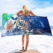 billiga set med strandhanddukar-1st stora tjocka badduschhanddukar 3d vit tigerdesign bomull strandhandduk för kvinnor män reser sim yogafilt