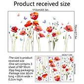 abordables Autocollants muraux-fleur plante papillon wall sticker fond mur salon chambre décoration wall sticker auto-adhésif wall sticker