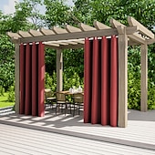billiga Vattentäta gardiner-2 paneler utomhusgardiner vattentäta för inomhusbröllop uteplats tjock avskildhet grommet gardiner för bröllop sovrum, vardagsrum, veranda, pergola, cabana