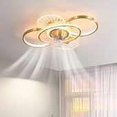 billige Lamper til takvifte-takvifte med lys dimbar sirkeldesign krystall 62cm 6 vindhastigheter moderne takvifte for soverom, stue app&amp;amp; fjernkontroll 110-240v