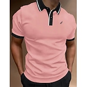 preiswerte Klassisches Poloshirt für Herren-Herren Polos mit Knöpfen Poloshirt Casual Festtage Kargen Kurzarm Modisch Basic Glatt Klassisch Sommer Regular Fit Feuer rot Schwarz Weiß Gelb Rosa Dunkelmarine Polos mit Knöpfen