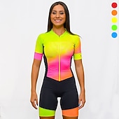 abordables Conjuntos de Ropa de Mujer-Mujer Manga Corta Jersey de ciclismo con pantalones cortos Traje de triatlón Verano Poliéster Negro Bicicleta Trajes de Yoga Transpirable Secado rápido Reductor del Sudor Deportes Ciclismo de Montaña
