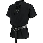 ieftine Topuri-Retro / vintage Punk și gotic Medieval Bluză / Cămașă Costum Cosplay Tunică Cavaler Viching Outlander Culoare solidă Bărbați Pirat Fantezie Carnaval Casul / Zilnic Târgul Renașterii Adulți Cămașă