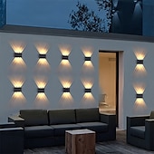 economico Applique per esterni-Lampada Da Parete Solare Con Luce Su E Giù 6 Led Per Esterni Impermeabile Cortile Illuminazione Per Esterni Villa Muro Recinzione Portico Illuminazione Decorazione Luci Solari Da Parete Per Lavaggio