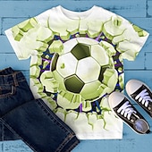 preiswerte Jungen 3D Sport &amp; Spiel-Jungen 3D Graphic Fußball T-Shirt Kurzarm 3D-Druck Sommer Frühling Aktiv Sport Modisch Polyester kinderkleidung 3-12 Jahre Outdoor Casual Täglich Regular Fit