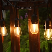 cheap Plug String Lights-Flickering S14 Flame String Lights 5M 10 LED /10M 20LED String Lights for Outside Plug in Garden Lights for Halloween Christmas Connectable Backyard Decorative Lights Cafe Bistro Patio