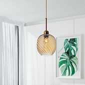 abordables Suspension-Lampes suspendues à LED îlot de cuisine en verre 10 &quot;éclairage en verre soufflé à la main luminaires d&#039;entrée de foyer de ferme moderne globe suspendu au plafond sur la table ambre/gris fumé 110-240v