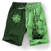 cheap Printed Shorts-Men&#039;s Graphic Color Block Boat Shorts Summer Shorts Beach Shorts Mid Waist Streetwear Hawaiian Designer Casual Daily Holiday Elastic Waist 3D Print Drawstring Designer Clothing Apparel
