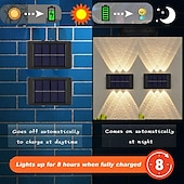 economico Applique per esterni-Lampada Da Parete Solare Con Luce Su E Giù 6 Led Per Esterni Impermeabile Cortile Illuminazione Per Esterni Villa Muro Recinzione Portico Illuminazione Decorazione Luci Solari Da Parete Per Lavaggio