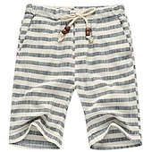 cheap Classic-Men&#039;s Shorts Summer Shorts Beach Shorts Drawstring Elastic Waist Straight Leg Stripe Plaid Checkered Comfort Breathable Short Casual Daily Holiday Fashion Classic Style Black Red