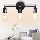 abordables Apliques de pared-juego de iluminación de tocador negro moderno: apliques de pared de baño de 3 luces para espejo, cocina, dormitorio y sala de estar