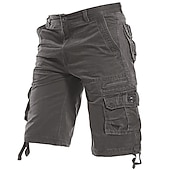baratos Clássico-Homens Bermuda Cargo Calção Shorts de Trilha Bolsos Tecido Conforto Respirável Comprimento do joelho Trabalho Casual Diário Moda Roupa de rua Exército verde açafrão