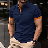 cheap Men&#039;s Classic Polo-Men&#039;s Polo Shirt Golf Shirt Casual Holiday Lapel Classic Short Sleeve Fashion Basic Plain Button Summer Regular Fit Black Pink Wine Navy Blue Blue Orange Polo Shirt