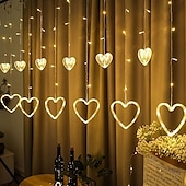 رخيصةأون يعمل عن طريق USB-أضواء سلسلة الستار led 126 بطارية ضوء سلسلة led&amp;amp; أضواء على شكل قلب تعمل بالطاقة USB مقاومة للماء 8 أوضاع وامضة لفتاة عيد الحب والزفاف والكريسماس وأضواء نافذة الفندق