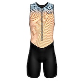 preiswerte Herrenbekleidungs-Sets-Herren Triathlonanzug Ärmellos Triathlon Silber Hellgelb Schwarz / Orange Graphic Fahhrad Lycra Sport Graphic Bekleidung