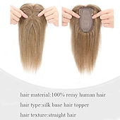 baratos Pedaços de cabelo humano e postiços-Mulheres Cabelo Humano Topetes Liso 100% Feita a Mão Design de moda / Macio / Festa Festa / Festa / Noite / Roupa Diária