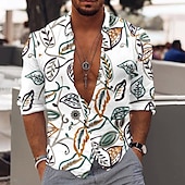 economico Modello etnico-Per uomo Floreale Stampa di catene Camicia Camicia con bottoni Manica lunga Di tendenza Originale Informale Esterno Da mare Giornaliero Autunno Colletto Stampa 3D Bottone giù Giallo Blu Oro Verde