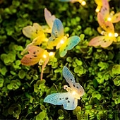 billige Solstrengelys-rgb solenergi sommerfugl optisk fiber fe string lampe vanntett utendørs hage ferie dekorasjon lampe bursdagsfest atmosfære lampe hage plen dekorasjon lampe