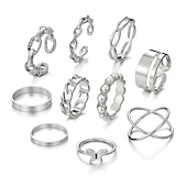 levne Prsteny-Ženy Prsten Svatební Geometrické Stříbrná Chrome Mini Punk Přizpůsobeno stylové 10ks
