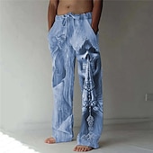 voordelige Casual herenbroek met print-Voor heren Broek Zomerbroek Strandbroeken Trekkoord Elastische taille 3D-afdrukken Doodskoppen Grafische prints Comfort Casual Dagelijks Feestdagen Streetwear Hawaii blauw Groen