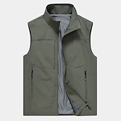 billiga Herrars fiskeväst-Herr Fiskeväst Vandringsväst Ärmlös Ytterkläder Överdelar Utomhus Andningsfunktion Snabb tork Multi Pocket Lättvikt Ficka Spänne Chinlon Svart Kräm Armégrön Arbete Fiske Klättring