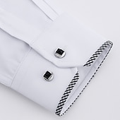 preiswerte Button-Down-Hemden für Herren-Herren Oberhemd Hemd Farbblock Büro &amp; Karriere Ausgehen Weiß Marineblau Langarm Umlegekragen Frühling Sommer Bekleidung