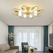 preiswerte Dimmbare Deckenleuchten-LED-Deckenleuchte, 6/8-flammig, dimmbar mit Fernbedienung, Unterputz-Deckenleuchte, Acryl-Lampenschirm, Kronleuchter, Schlafzimmer, Wohnzimmer, Blumenform, Schwarz/Weiß, 110–240 V