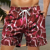 baratos Estampa Oceano-Homens Bloco de cor Estampas Abstratas Calção Justo de Natação Shorts de Natação Bermuda de Surf Cintura Média Havaiana Boho Casual Diário Feriado Com Cordão com forro de malha Cintura elástica