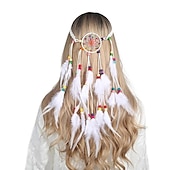 billige Tilbehør til hårstyling-boho stil fjær hårbånd påfugl fjær hodebånd indisk håndvevd fjær hodeplagg hårtilbehør