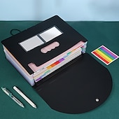 abordables Fournitures de bureau-1pc classeur extensible 13/25 poches accordéon organisateur de fichiers portable extensible en plastique boîte de classement accordéon facture/papier/document/reçus organisateur dossiers (a4/format
