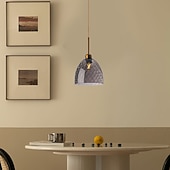 abordables Suspension-Lampes suspendues à LED îlot de cuisine en verre 10 &quot;éclairage en verre soufflé à la main luminaires d&#039;entrée de foyer de ferme moderne globe suspendu au plafond sur la table ambre/gris fumé 110-240v