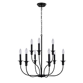 cheap Chandeliers-Chandelier 6-Light Modern Farmhouse Chandelier Wrought Iron Classic Candle Ceiling Pendant Light Fixture for Dining Room Living Room Kitchen Island Entry Stairwell, Dia 26&quot; 110-240V