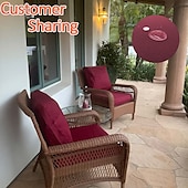 abordables Funda para Cojines de Patio-2 fundas de cojín para patio, 100 % impermeables, para sofá de exterior, de mimbre, funda de asiento de sofá impermeable, funda de silla de mimbre Oxford, protector de muebles